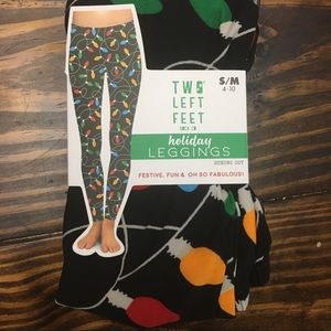 Two left feet holiday leggings Christmas lights